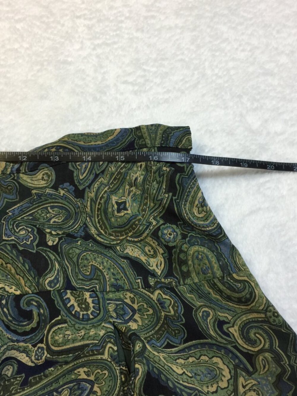 Coldwater Creek A-line Midi Skirt Size L Womans Green Blue Paisley Pleated Boho - Picture 8 of 15